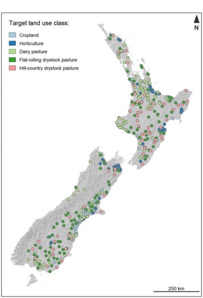 Map showing sampling sites for the national soil carbon benchmarking and monitoring study